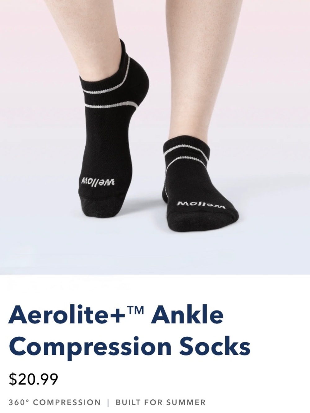 NWT Wellow Aerolite Compression Ankle Socks 3 pack Med.